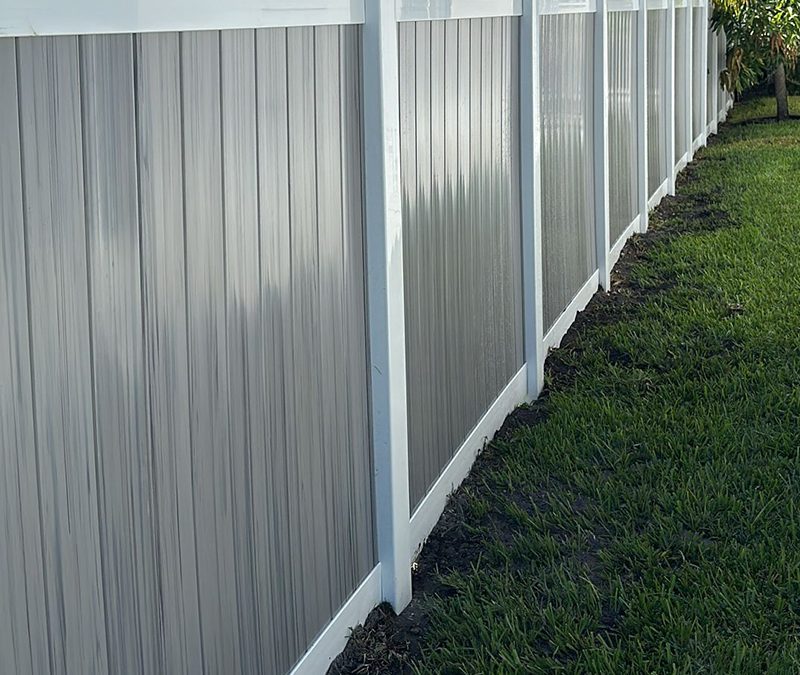 PVC Fence Installation – White Frame with Coastal Cedar Pickets PVC Fence – Residential Fence Installation