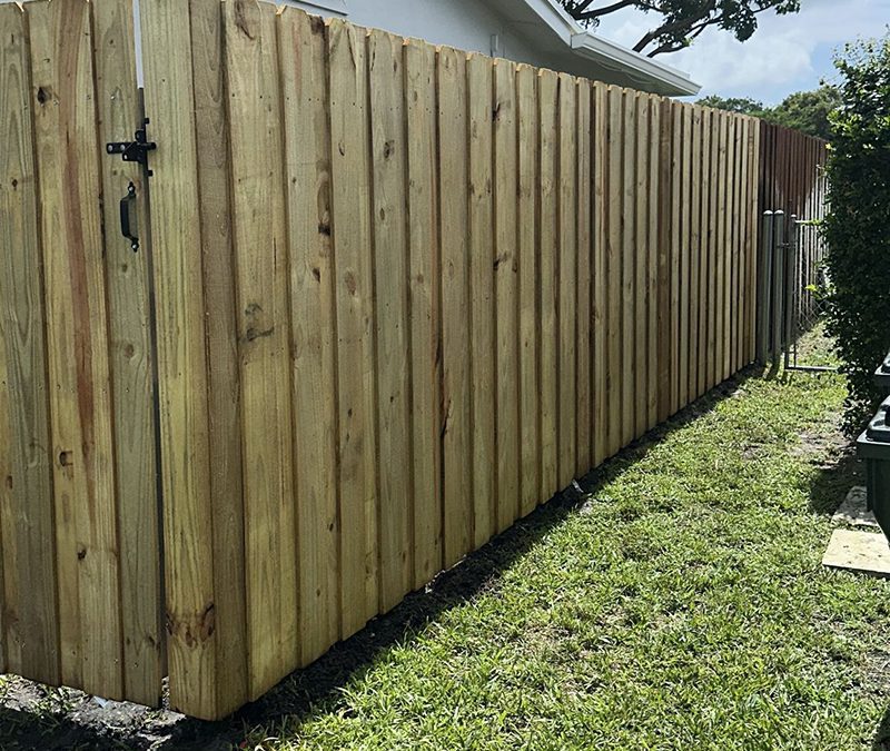Board on Board Wood Fence in Coconut Creek
