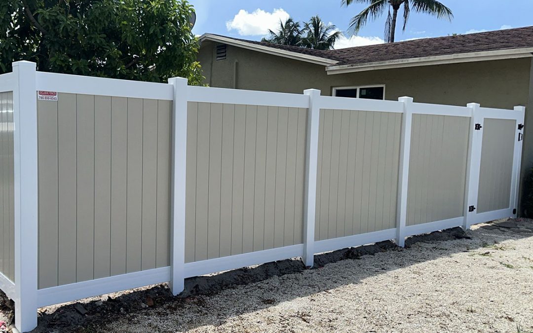 White PVC Privacy Fence with Tan Pickets in Margate