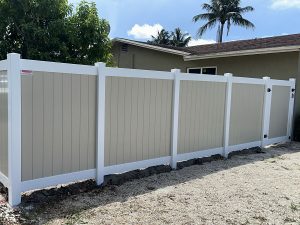 White PVC Privacy Fence with Tan Pickets in Margate