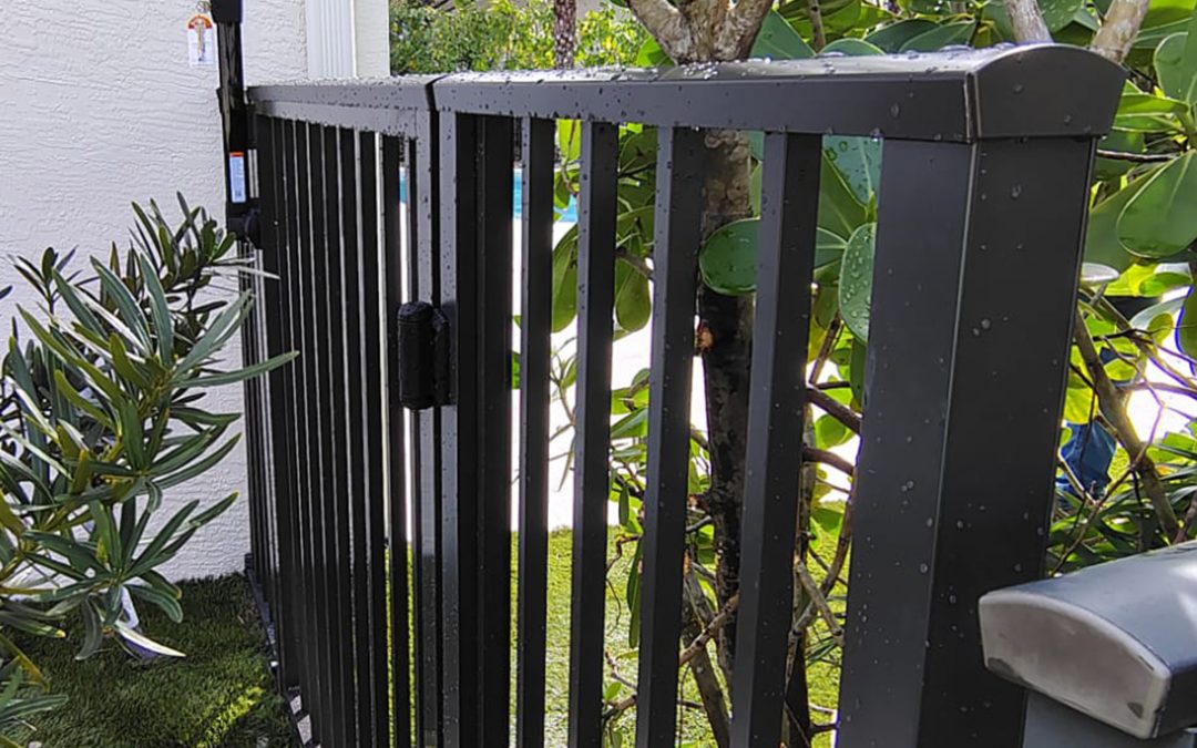 WR1 style bronze mechanical aluminum fence in Parkland